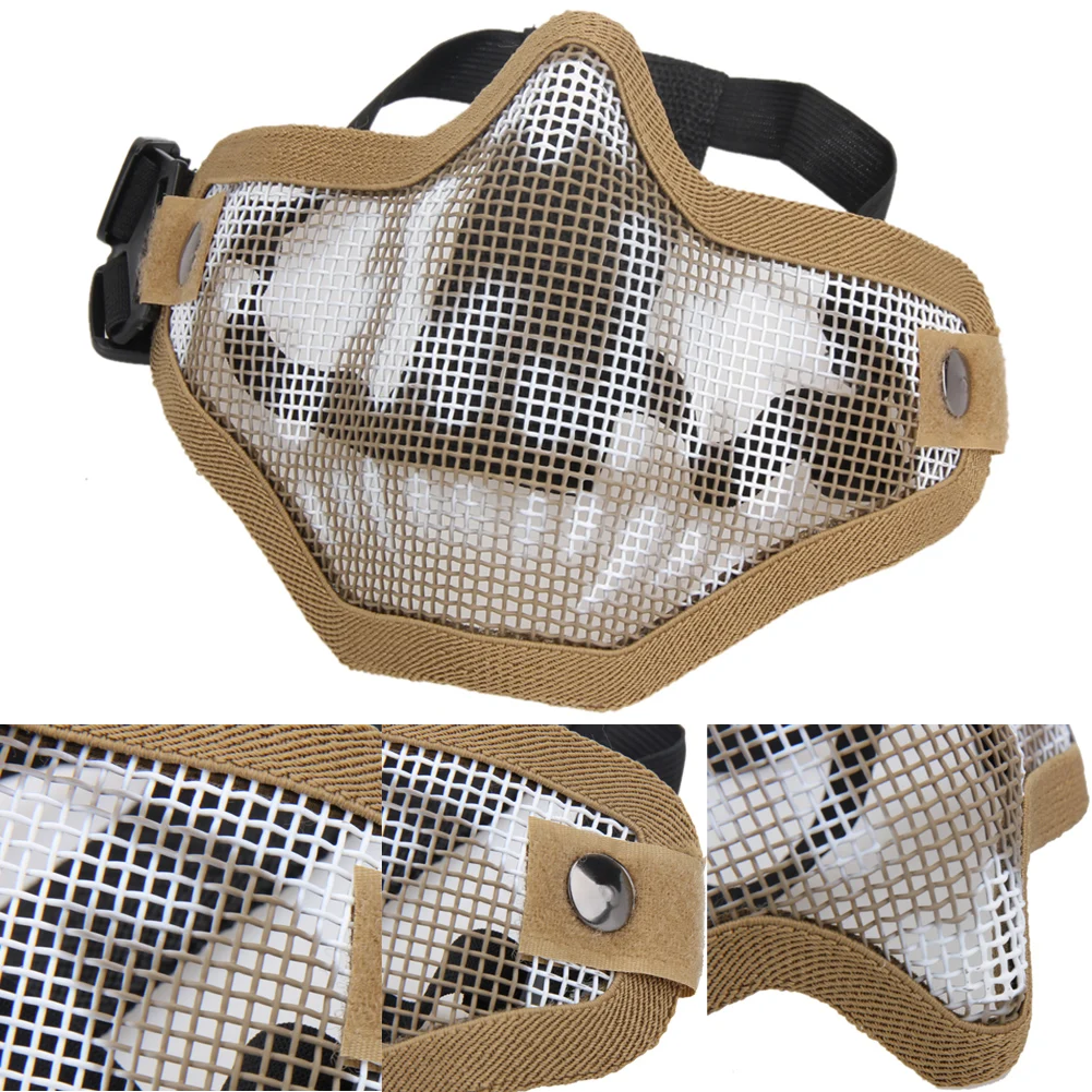 Outdoor Half face mask protector Tribal Chief Mask Half Face Metal Steel Net Mesh Hunting Tactical Protective Mask 3 colors