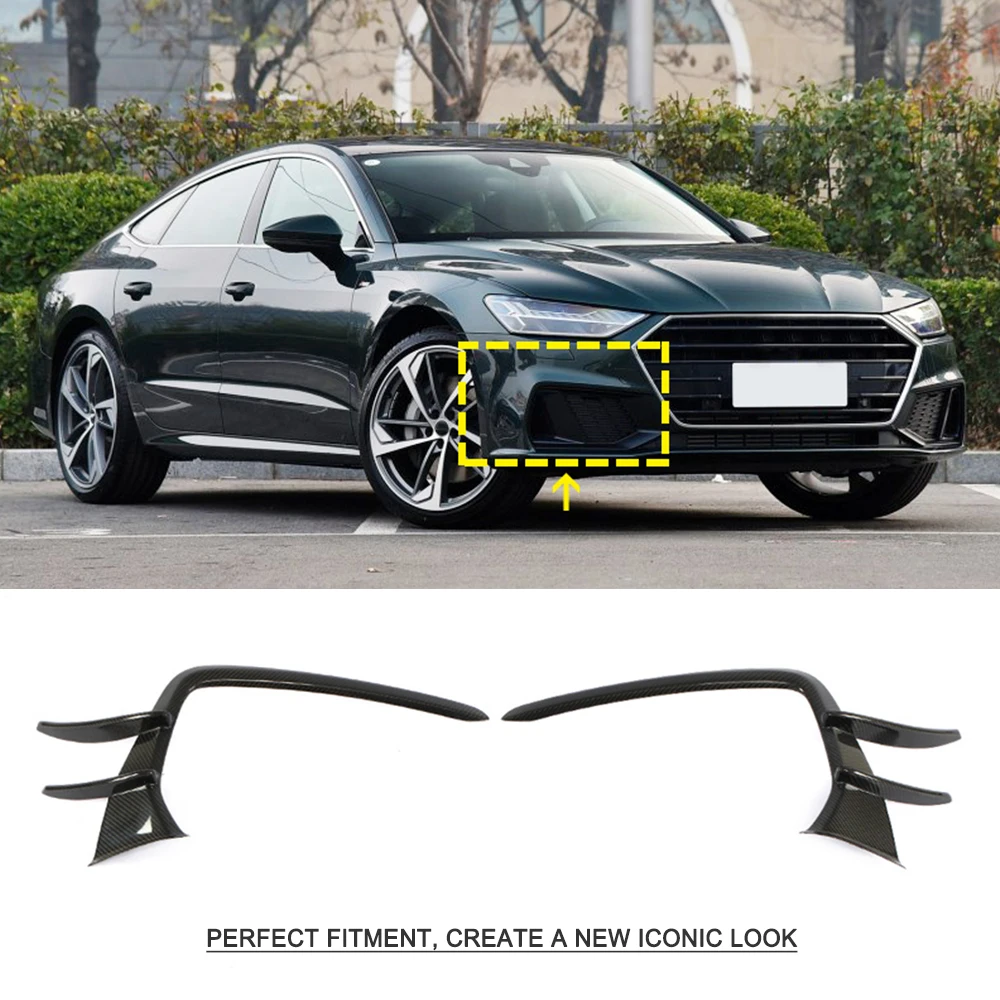 Углеродное волокно переднего бампера плавники сплиттеры Canards для Audi A7 Sline S7 передний бампер сплиттеры