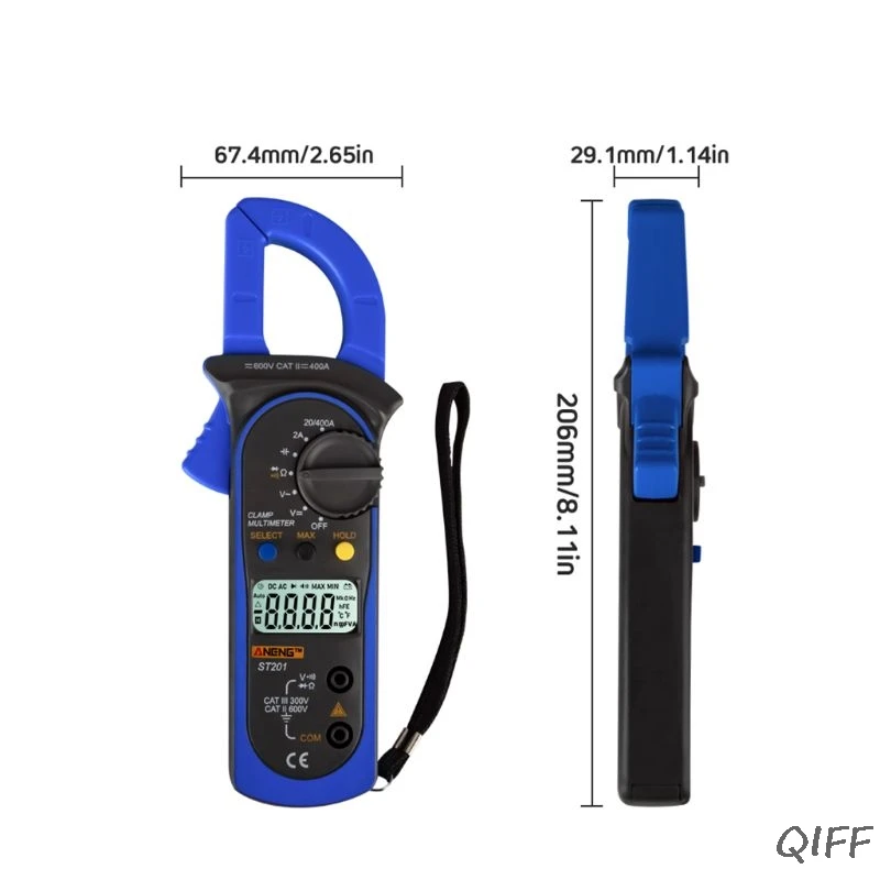 Цифровой мультиметр-зажим ST-201 True RMS lcd Multifuction Ohm DC AC Вольтметр Амперметр переменного тока тестер данных