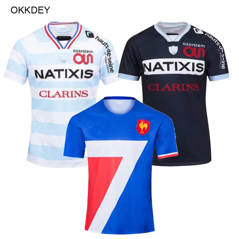 

Maillot Pro 20-21 homme ciel et blanc/marine Racing 92 Home/Away Rugby Jersey Sport Shirt S-5XL