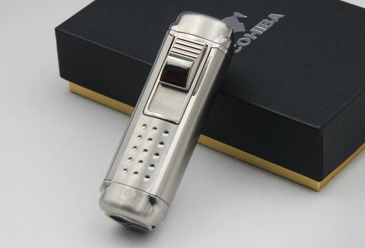 Ветрозащитная Зажигалка COHIBA в деловом стиле из нержавеющей стали 4 фонарь