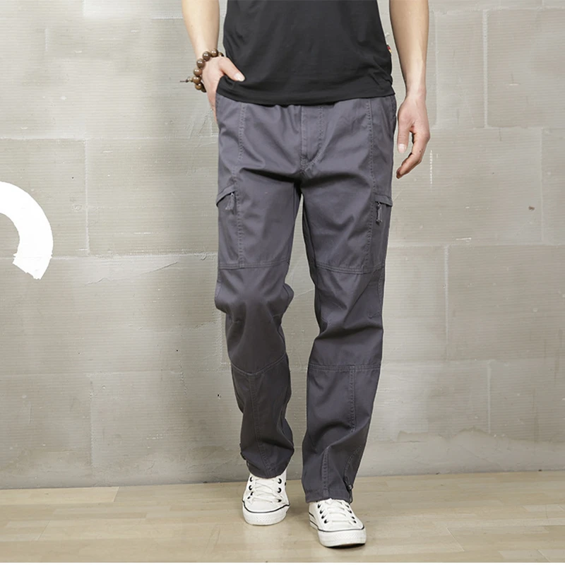 

Military Pants Men's Big Tall Large Size Plus Oversized Trouser Elastic Waist Multi Pocket Cargo Pants Male Loose Jogger XXXL