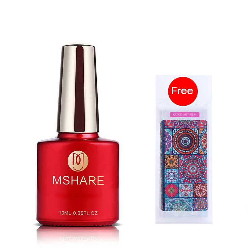 MSHARE Nail Transfer Foil Glue Gel Polish Nails Adhensive Transfering with Free foil Sticker 10 Typ