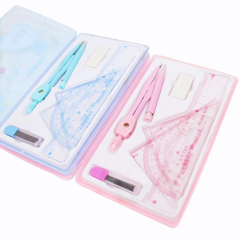 

7 in 1 Compass Ruler Set Drawing Tools Painting Suit Mathematical Children Durable Gift Practical Student Stationery Set