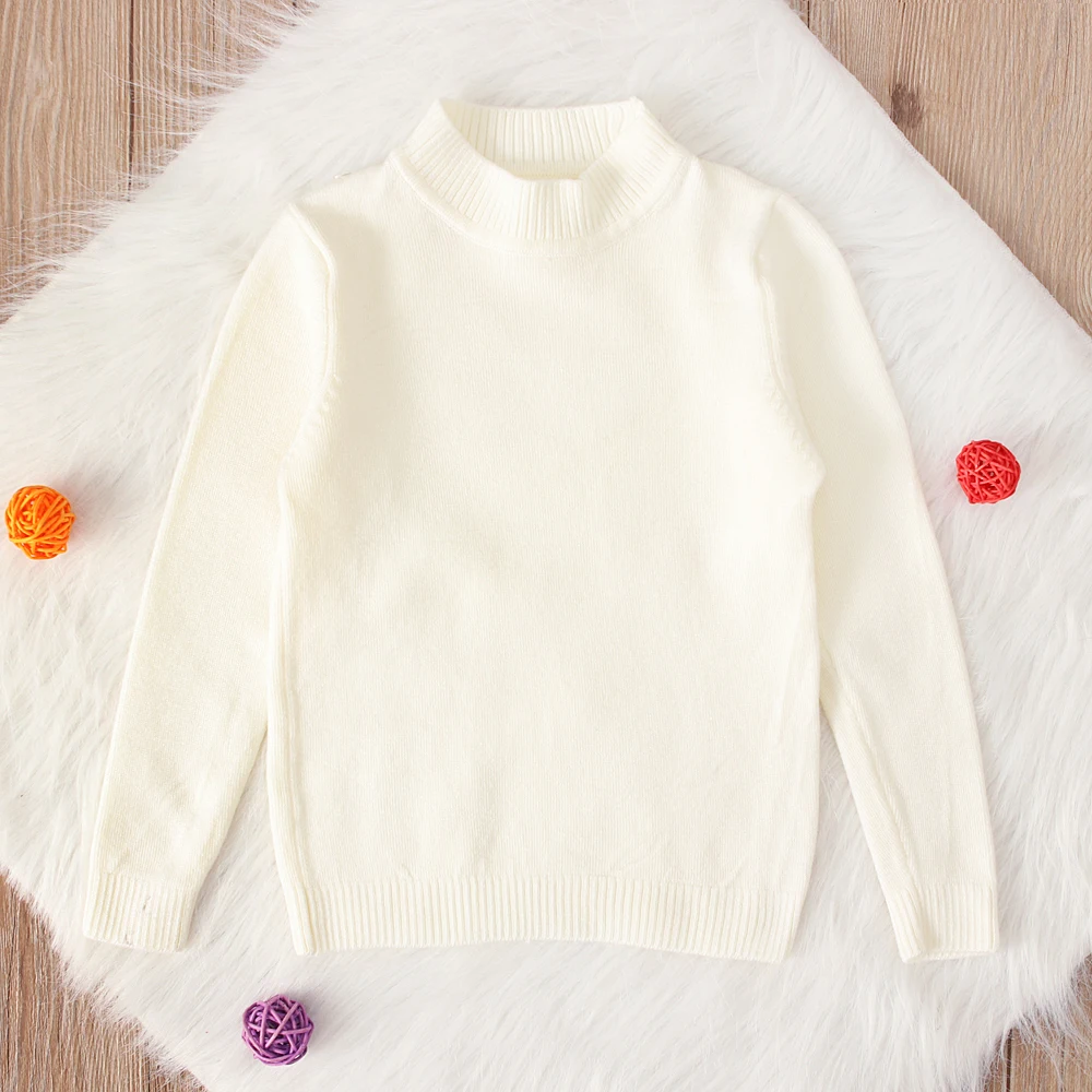 Осенне-зимний вязаный свитер для девочек детский простой пуловер с круглым вырезом трикотажная рубашка с длинными рукавами детская одежда