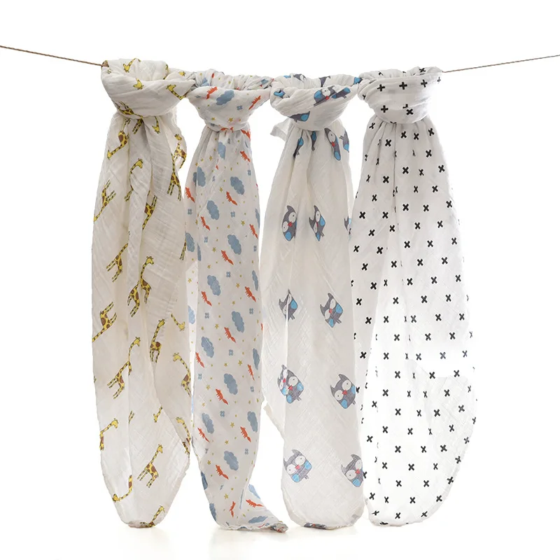 

L01 Double Layer Gauze Muslim Baby Swaddle Blanket Children Muslim Baby Bath Towel Children's Quilt 2-Layer Pure Cotton Printed