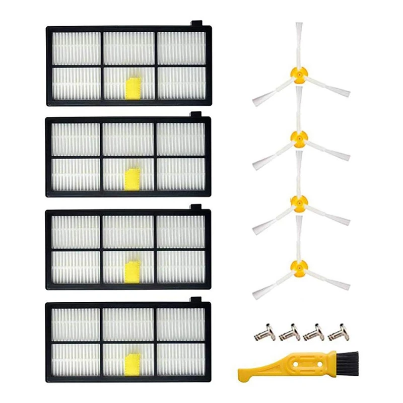 

Replacement Parts for IRobot Roomba 800 900 Series 860 870 871 880 890 805 960 980 Vacuums Accessories 4 Filters & 4 Side Brushe