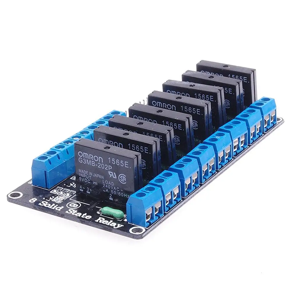 

5V 8 Channel Solid State Relay Module Board High Level Trigger Integrated Circuits Fuse 250V 2A