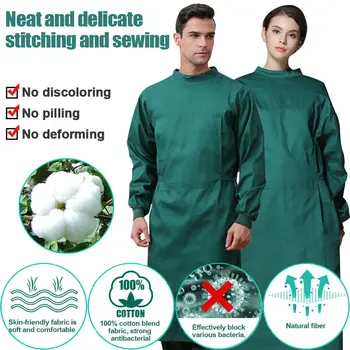 

Reusable Scrubs Gown Protective Coverall Cotton Isolation Decorating Clothes Overall Suit Breathable and Sweat-Wicking L/XL/XX
