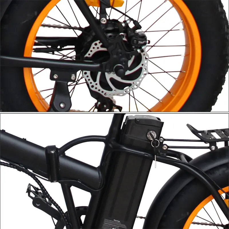 AOSTIRMOTOR Electric Bicycle 20Inch Folding Bike 350W Fat Tire Snow Bike 36V 10.4Ah Lithium Battery Russian Warehousing