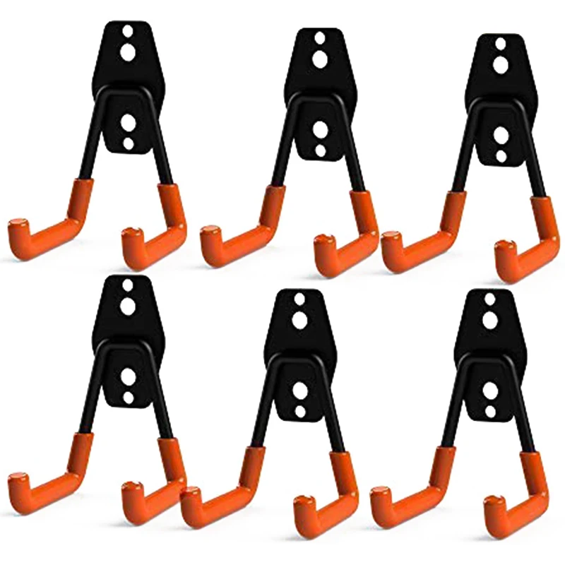 

Storage Utility Double Hooks, Heavy Duty for Organizing Power Tools,Small U Hooks (Pack of 6, 2 x 2.8 x 4.2 Inches)