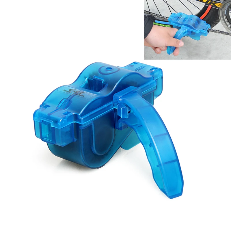 Excellent Blue Portable Bicycle Chain Cleaner,Bike Clean Machine Brushes Scrubber Wash Tool, Mountain Cycling Cleaning Kit Outdoor Sports 1