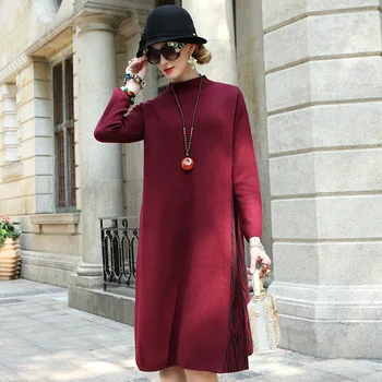 

Women s Clothing Dresses Christmas sexy pullover jurken work sweater wine casual dress plus size loose long 2019 autumn winter