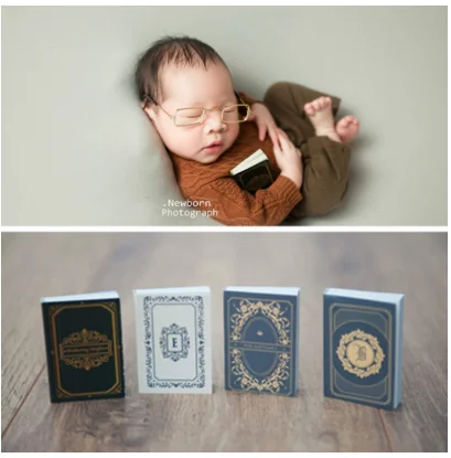 4 Pcs Newborn Photography Props Retro Mini Books Baby Shoot Accessories Photo Studio Creative Props Infant Photo Decorations