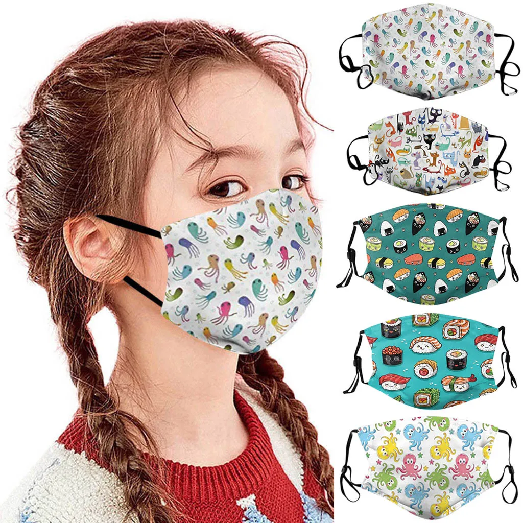 1pc Children Adjustable Mouth Mask for Prints Protection Face Washable Earloop Outdoor PM2.5 Dustproof Mouth-muffle |