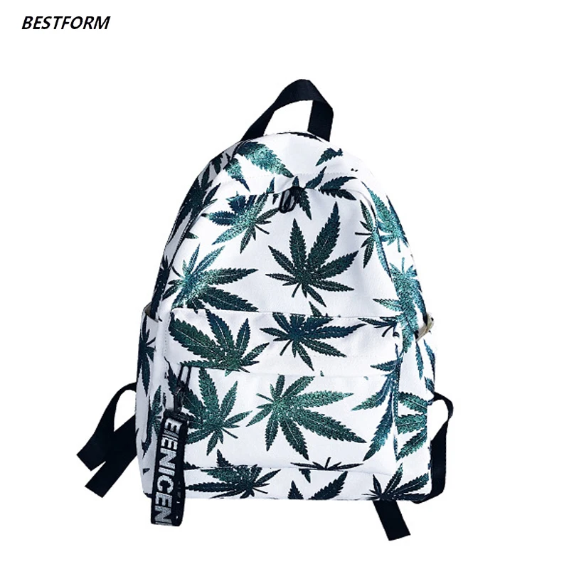 

2019 New Women Canvas Backpacks Waterproof School Travel Bags for Teenagers Girls Laptop Backpacks Maple Leaf Fashion Backpack