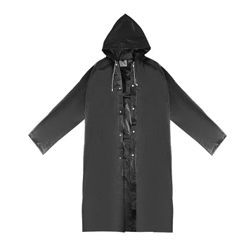 

For Outdoor Hiking Travel Raincoat Suit EVA Cloth Long Rain Poncho Unisex Adult Rain Cover With Hat Black