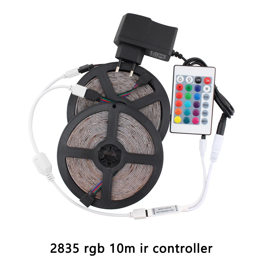 Цветная(RGB светодиодный полосы WI-FI свет SMD 2835 ТВ светодиодный лента 12V Водонепроницаемый переменного тока, постоянный ток, 5 м 10 м 60 светодиодный/M украшения адаптер ИК WI-FI контроллер комплект