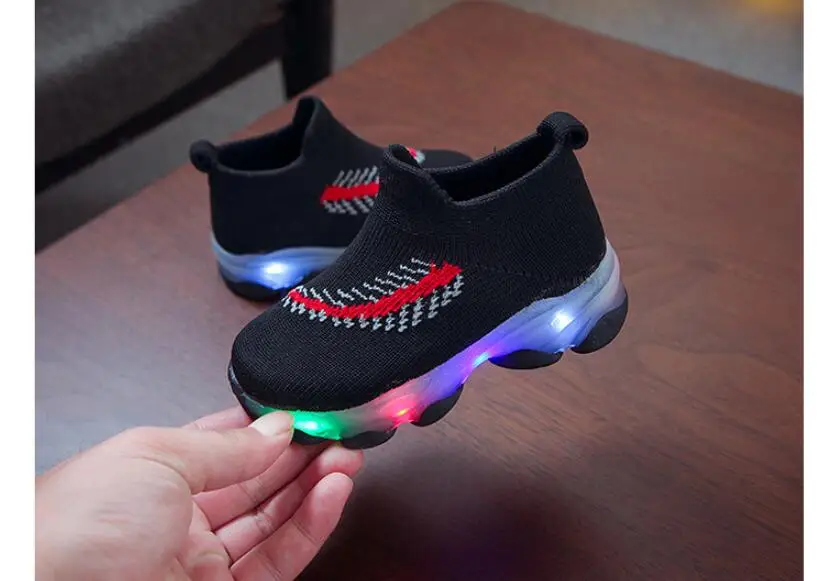 Winter Luminous Kids Boots Girls Boys Sock Casual Children Lighted Boots Air Mesh Children Kids Sneakers Led Glowing Baby Shoes