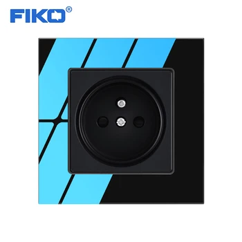 

FIKO 16A 220V French standard Smart France Socket Glass Crystal Panel Socket 86mm * 86mm green crystal glass panel with safety