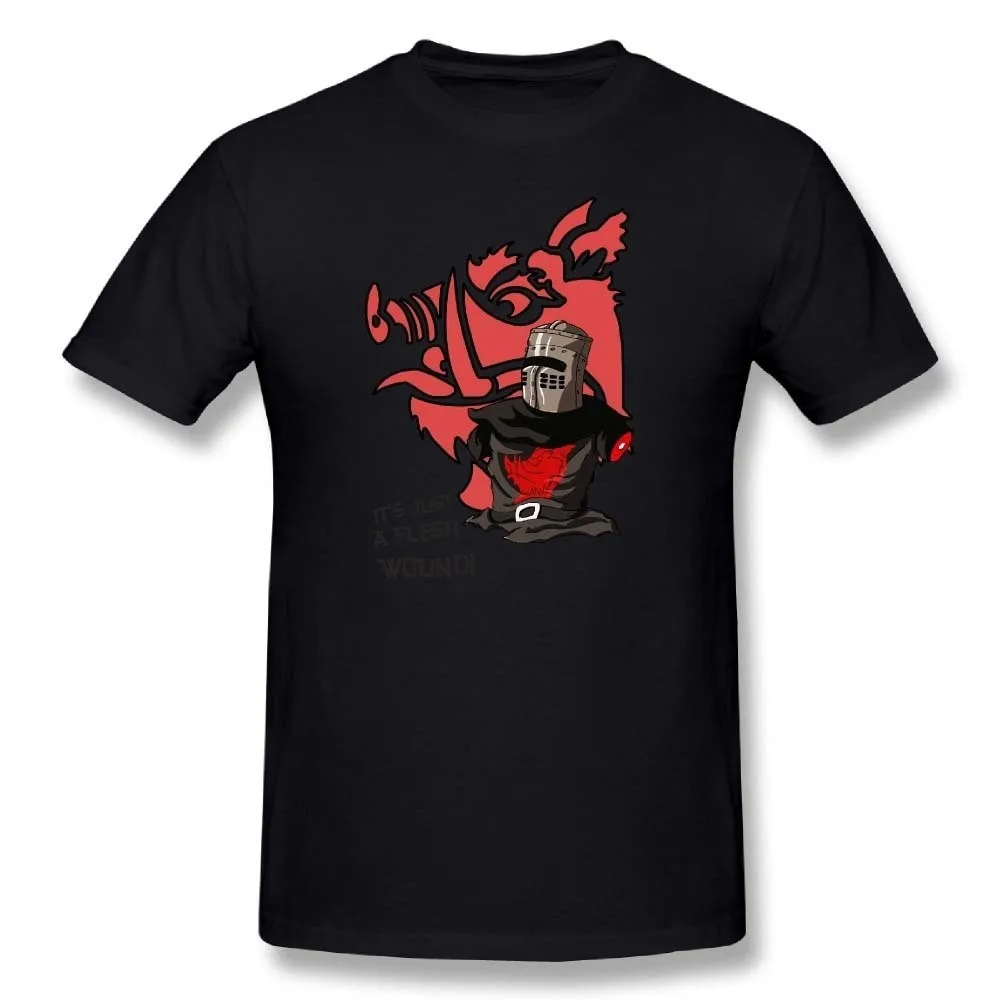 

one yona Fashion Boy Black Knight Tis But A Scratch Monty Python Tee Shirt Awesome Games T-Shirts