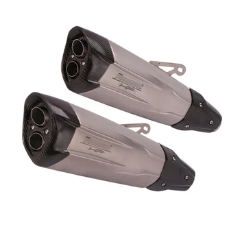 

Universal 38-51 mm Dual-outlet Motorcycle Exhaust Muffler Pipe with Removable DB Killer Carbon Fiber Heat Guard Street Bike ATV