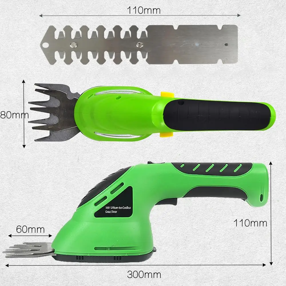3.6V 2-in-1 Cordless Grass Shear Lithium-ion Rechargeable Hedge Grass Trimmer Shears For Lawn Mower Shrub shear Garden Tools