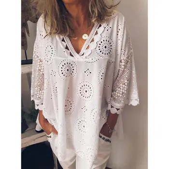 

S-5XL Women's Tops Autumn New Solid Color Sketched Sleeve Loose Large Size Women's T-Shirt