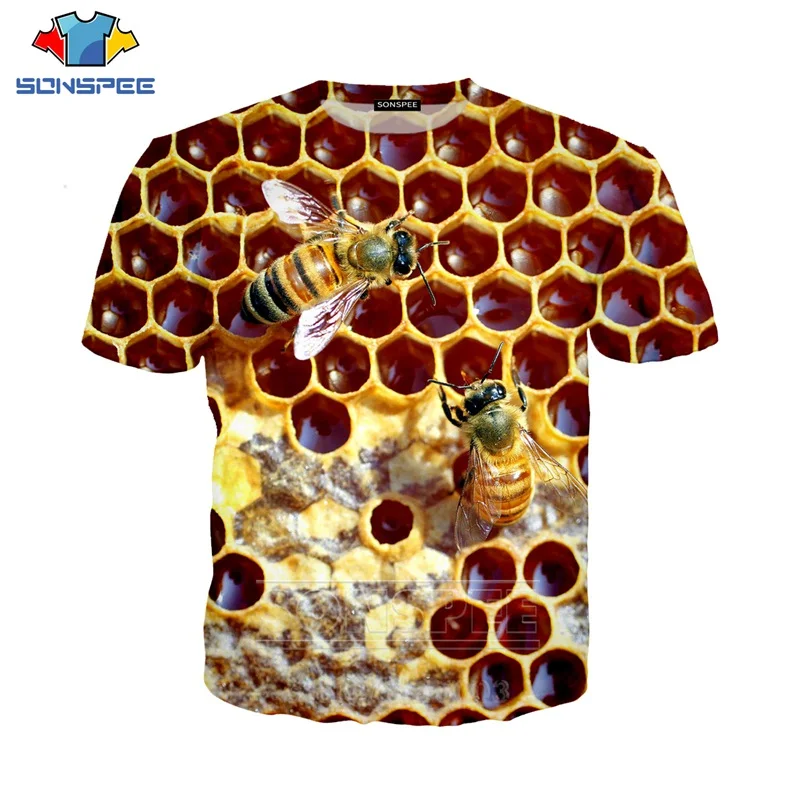 

Bee T Shirt Men Women Flower Sweatshirt 3D Print Animal Short Sleeve Harajuku Hip Hop Street Top O Neck Casual Pullover C092-03
