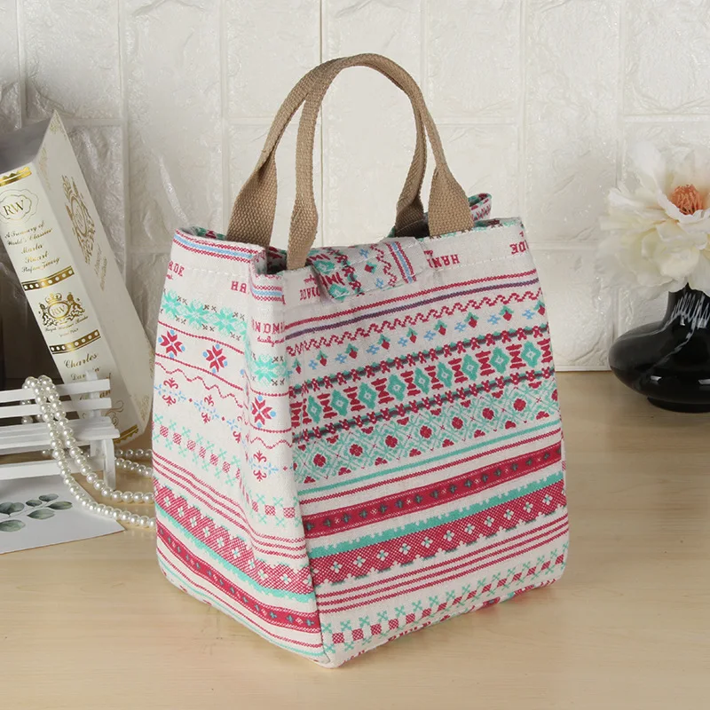 Outdoor Picnic Lunch Bags Heated Oxford Canvas Insulated Bag Thermal Food Cooler Tote Case Lunch Box for Women Kids
