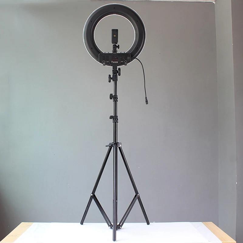 US $395.63 14 Inch LED Ring Light With 220CM Tripod 5500K Photography Dimmable Makeup Ring Lamp EU Plug