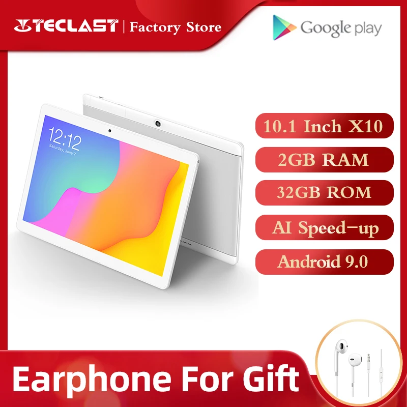 Teclast X10 Android 9 0 планшеты 10 1 дюймов IPS 1280x800 2 Гб ОЗУ 32 ПЗУ GPS Двойная камера WiFi AI Speed up| |