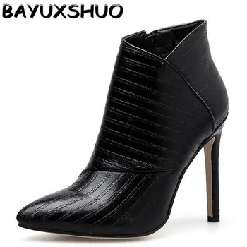 

BAYUXSHUO New Ladies High Heel Ankle Boots Pointed Head Stiletto Heels Comfortable Wild Party Boots Fashion Pattern Women Boots