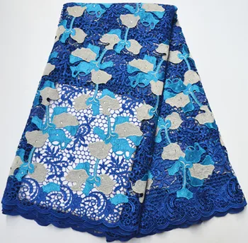 

Hot sale african cord lace fabric royal blue guipure lace fabric african fabric 5yards nigerian lace fabric for wedding PS-Q315