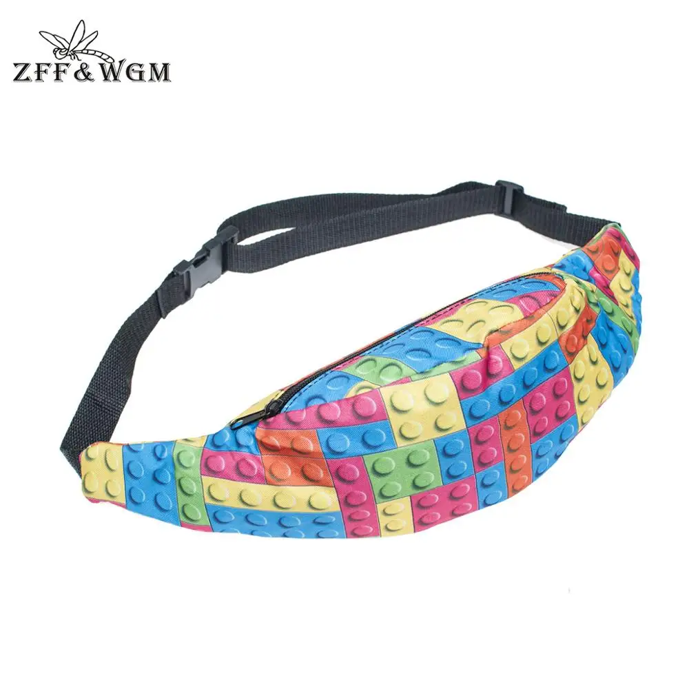 

ZFF&WGm 3D Print Fanny Pack For Women Fashionable Fashion Chest Bag For Men Leather Color Zipper Belt Bag Men