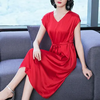 

2020 Hangzhou Silk Dress Summer Temperament Women's Wear Slim Mulberry Silk Popular Long Skirt