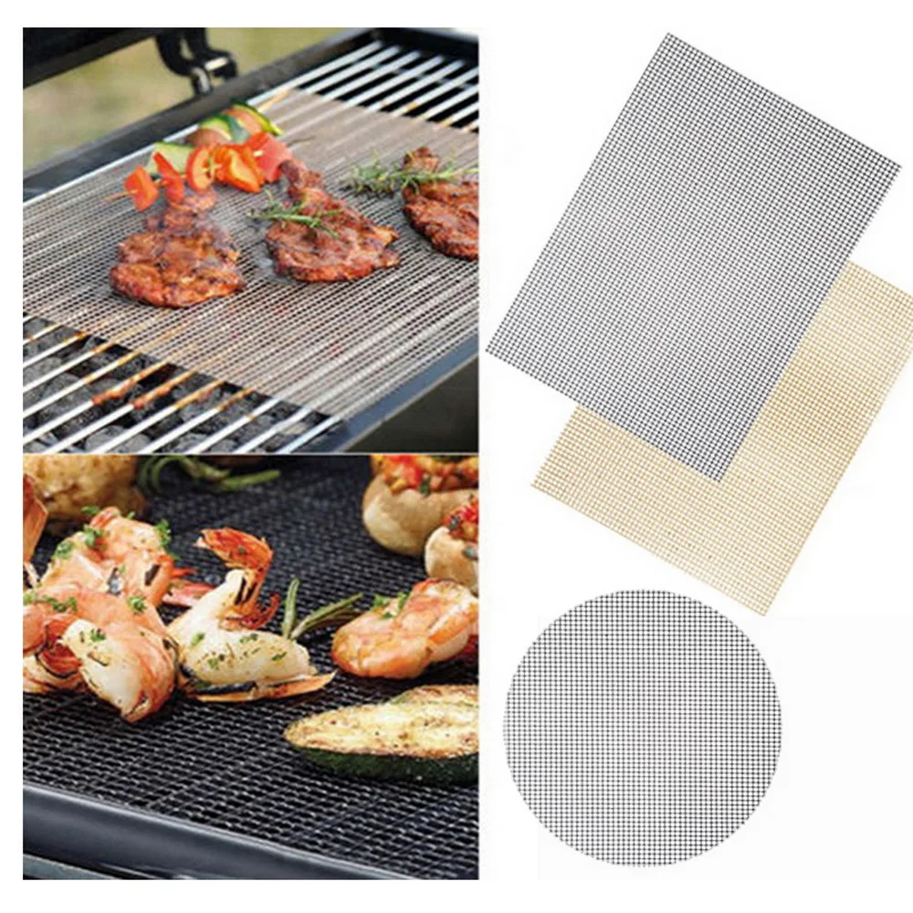 Non-stick Barbecue Grilling Mats High Security Grid Shape BBQ Mat with Heat Resistance 30x40x0.2cm For Outdoor |