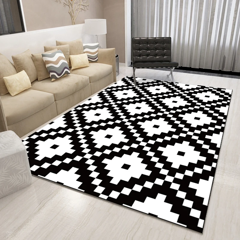 Скандинавские Геометрические черно-белые коврики для гостиной, спальни, минималистичные Современные напольные коврики, прикроватные балконные коврики для прихожей