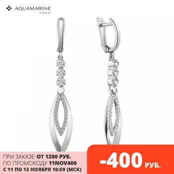 

Earrings long AQUAMARINE with cubic zirconia, silver 925