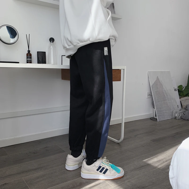 Winter Plus Velvet Thick Sweatpants Men s Fashion Hit Color Casual Joggers Pants Men Streetwear Hip 4