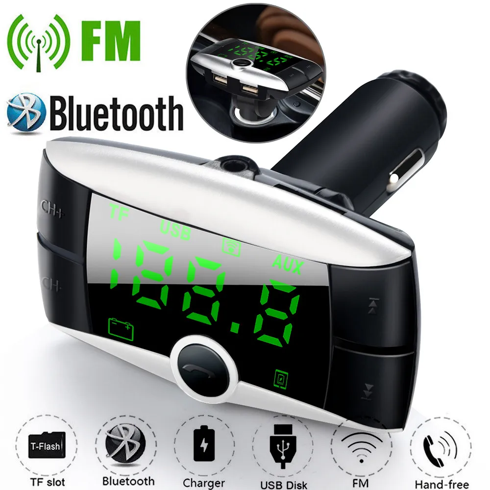 Car Handsfree Bluetooth Wireless FM Transmitter MP3 LCD Player Lossless Audio USB Fast Charger Auto Charger Dropshipping YJJ3 - Формат цифровых медиаданных: Mp3