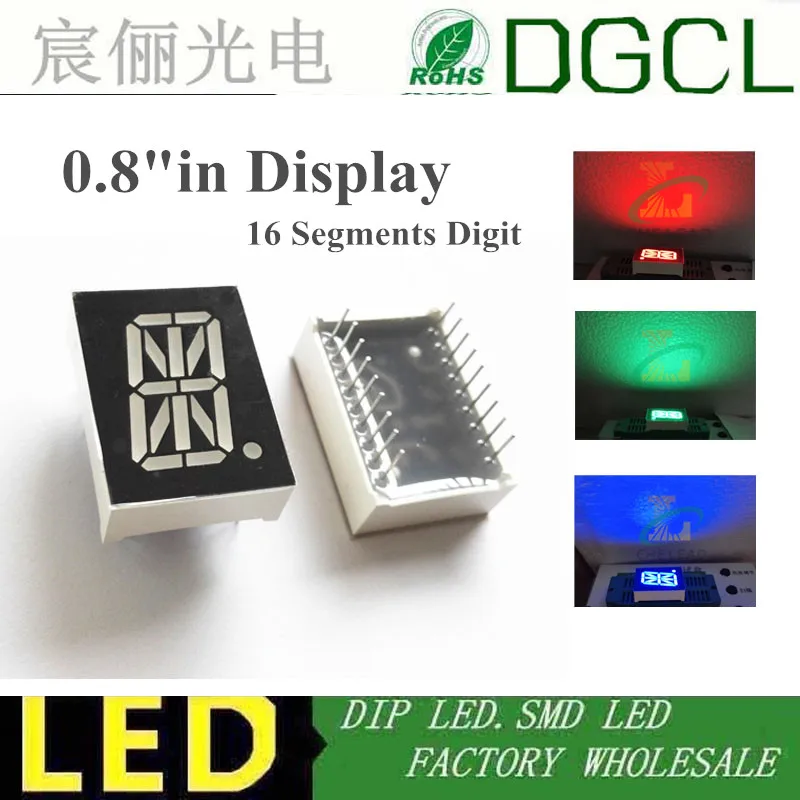 0.8" 0.8in RED 16 Segments display 27.7x20mm 0.8 inch digital tube Common ANODE/cathode