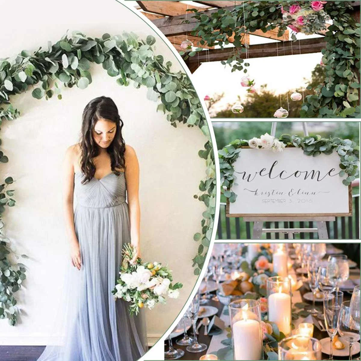 

10Pcs/set 170CM Adeeing Simulate Plant Round Eucalyptus Leaves Rattan for Wedding Background Wall Decoration