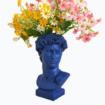 

Michelangelo Buonarroti David Head Portraits Resin Colours Vase Creative Figure Sculpture FlowerPot Home Decor X5579