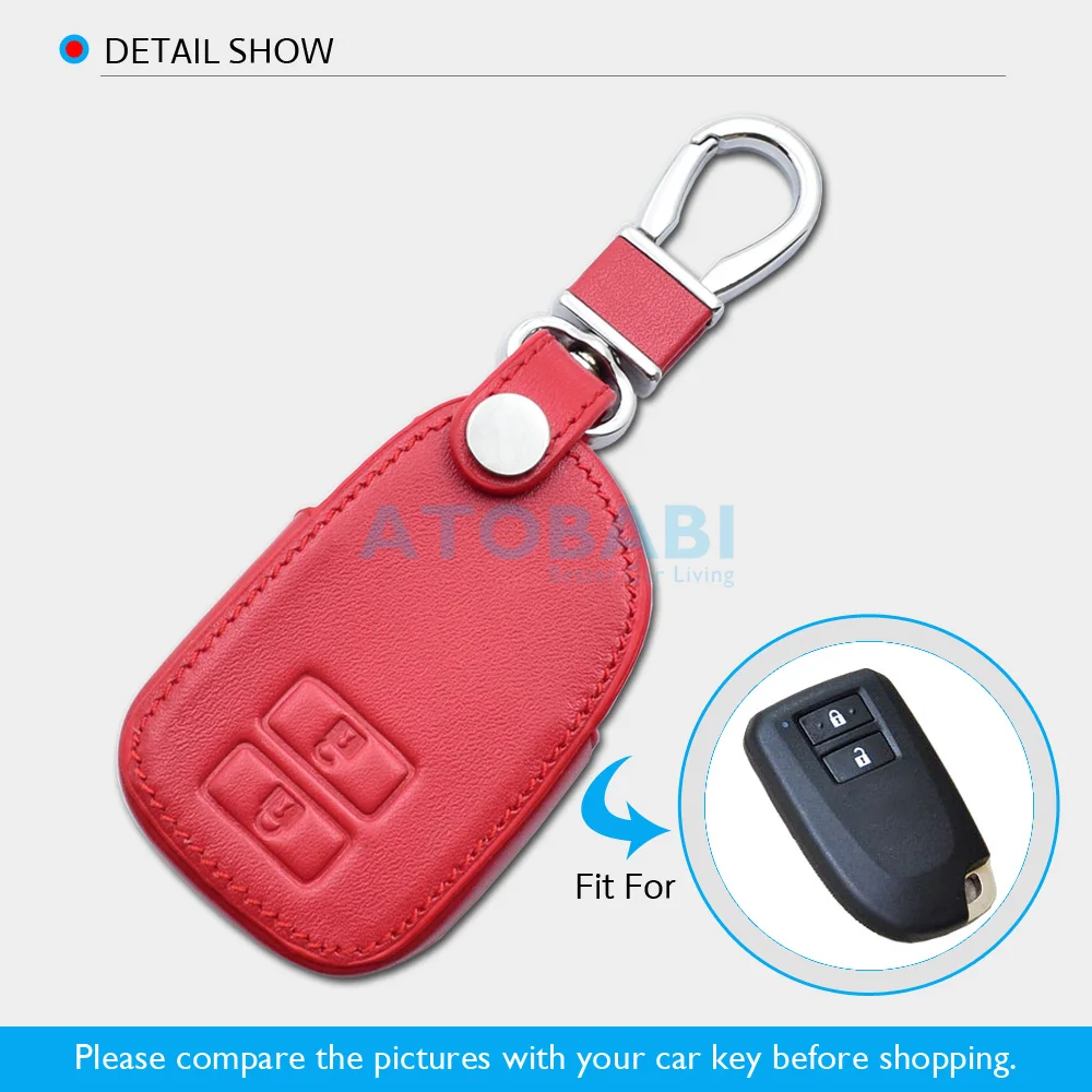 Кожаный чехол для ключей автомобиля для Toyota Prado Previa Vios Yaris Act-, 2 кнопки, умный пульт дистанционного управления, брелок для ключей, защитная крышка