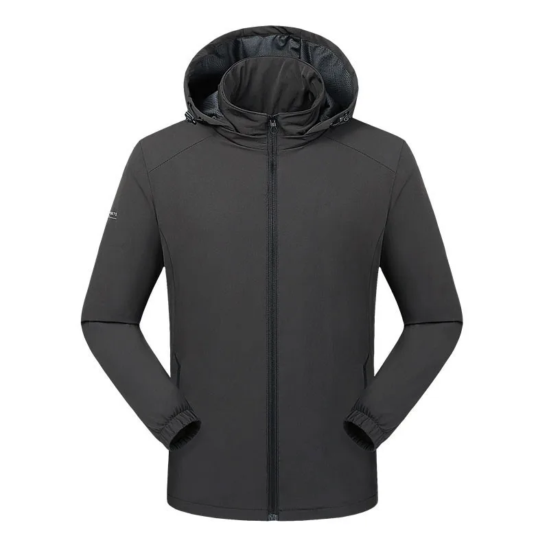 Мужской плащ, куртка, плюс размер, дышащий, непродуваемый, сплошной цвет, Тренч, весна и осень, пиджак из спандекса, мужской - Цвет: Серый