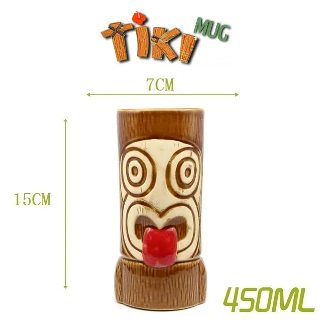 Гавайские кружки Tiki, Коктейльная чашка, пивная кружка для напитков, кружка для вина, керамическая Пасхальная кружка Tiki, барная кружка, инструмент - Цвет: Mischievous gods