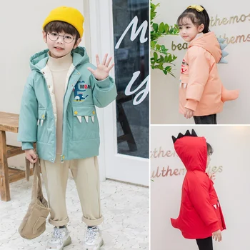 

Boy Girl Winter Jacket Coat Kids Toddler Down Snowsuits for Boys Girls Baby Hooded Zipper Thick Coats Clothing Dinosaur Outwear
