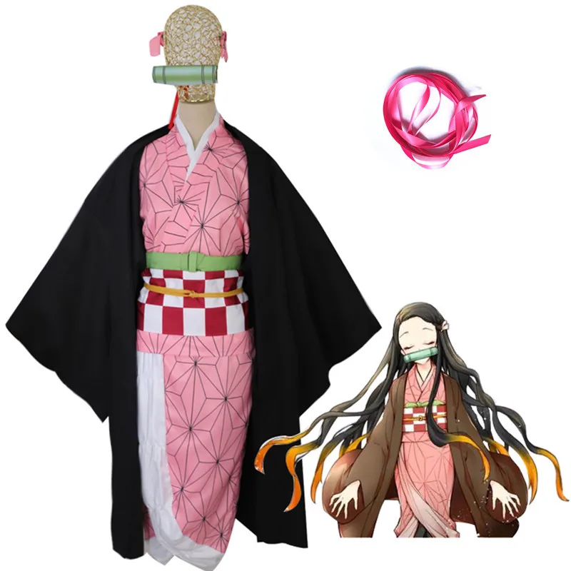 

Japan Anime Halloween Dress Demon Slayer Kimetsu No Yaiba Zenitsu Giyu Tanjirou Kamado Nezuko Women Kids Men Cosplay Costume