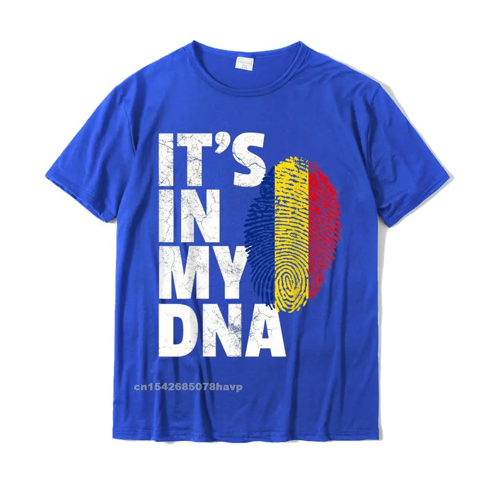 Printed Printed On Round Collar T Shirts Summer Autumn Tops T Shirt Short Sleeve for Men New Arrival All Cotton Party T Shirt ITS IN MY DNA Romanian Romania Flag T-Shirt Men Women Gift__2062. blue